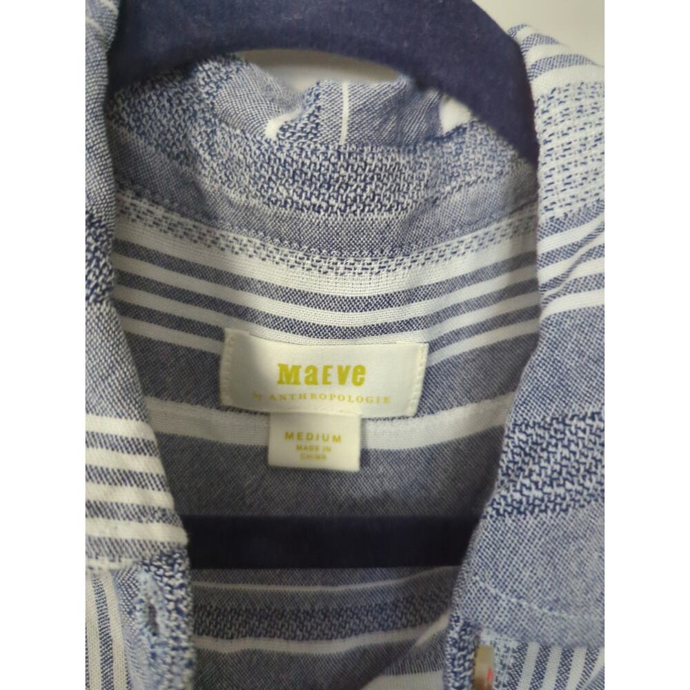 Maeve Anthropologie Blue Stripe Button Down Shirt - Picture 3 of 5